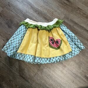 Persnickety Girls Size 4 Watermellon Apron Skirt Polka Dot Blue Yellow